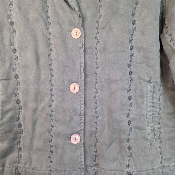 Embroidered Ivy Boho Jacket Large 90s TENCEL Olive Green USA Deadstock - Picture 2 of 10